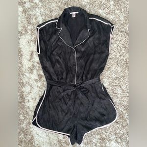 Victoria’s Secret Black Satin Logo Romper